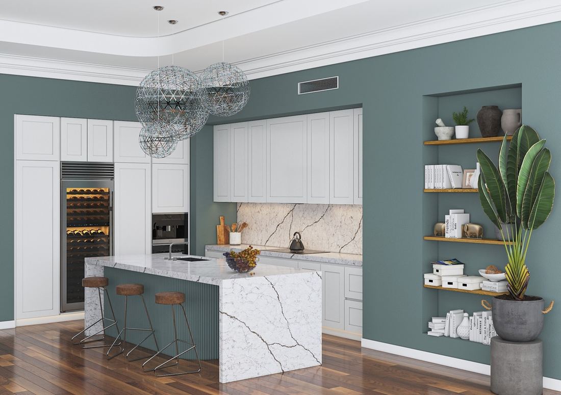 Diamante quartz countertops installed in a home