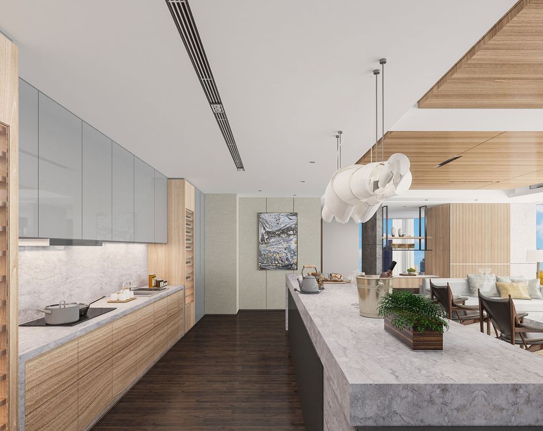 Elysian quartz countertops installed in a home
