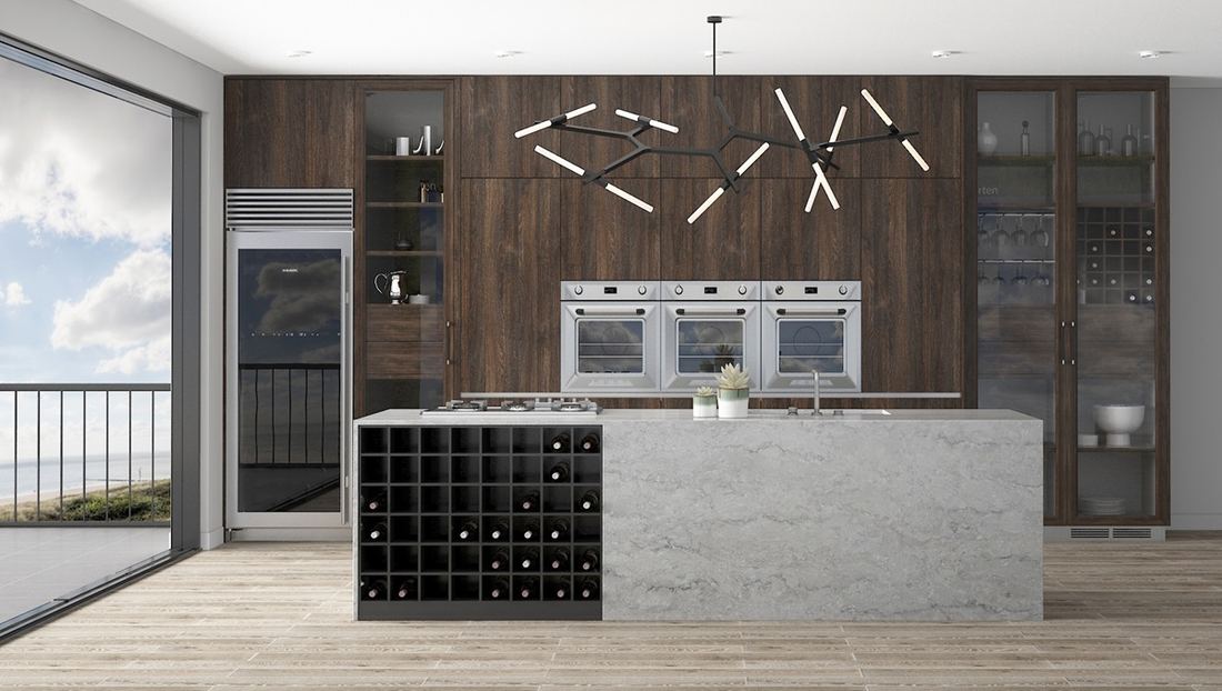 Elysian quartz countertops installed in a home
