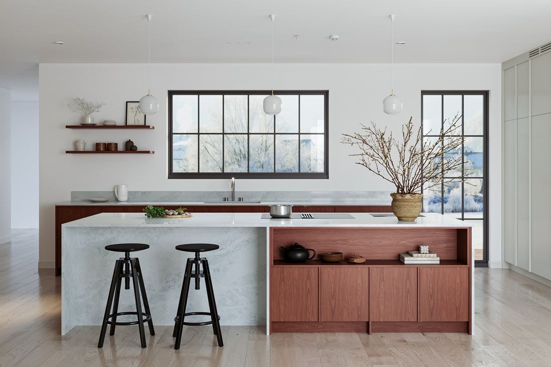 Esmeralda quartz countertops installed in a home