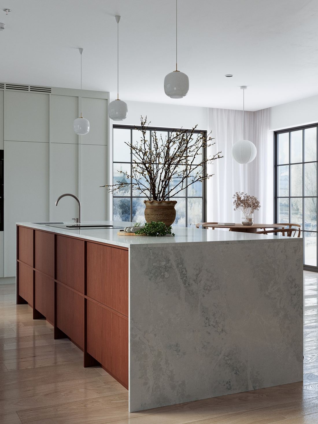 Esmeralda quartz countertops installed in a home