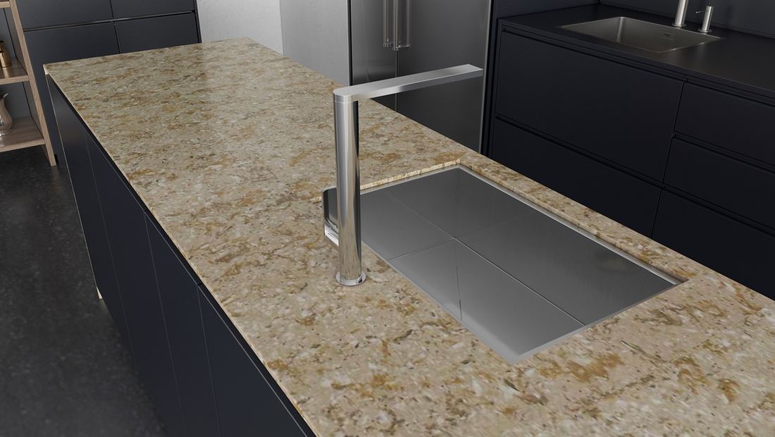 Florence Gold quartz countertops installed in a home