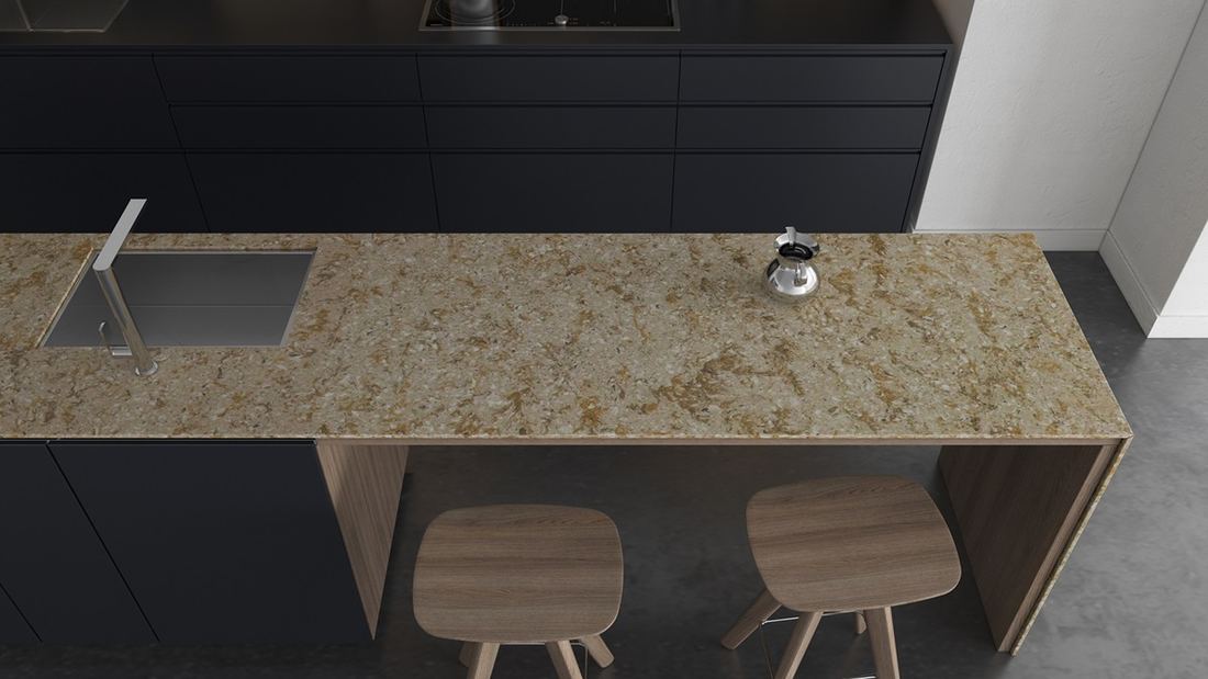 Florence Gold quartz countertops installed in a home