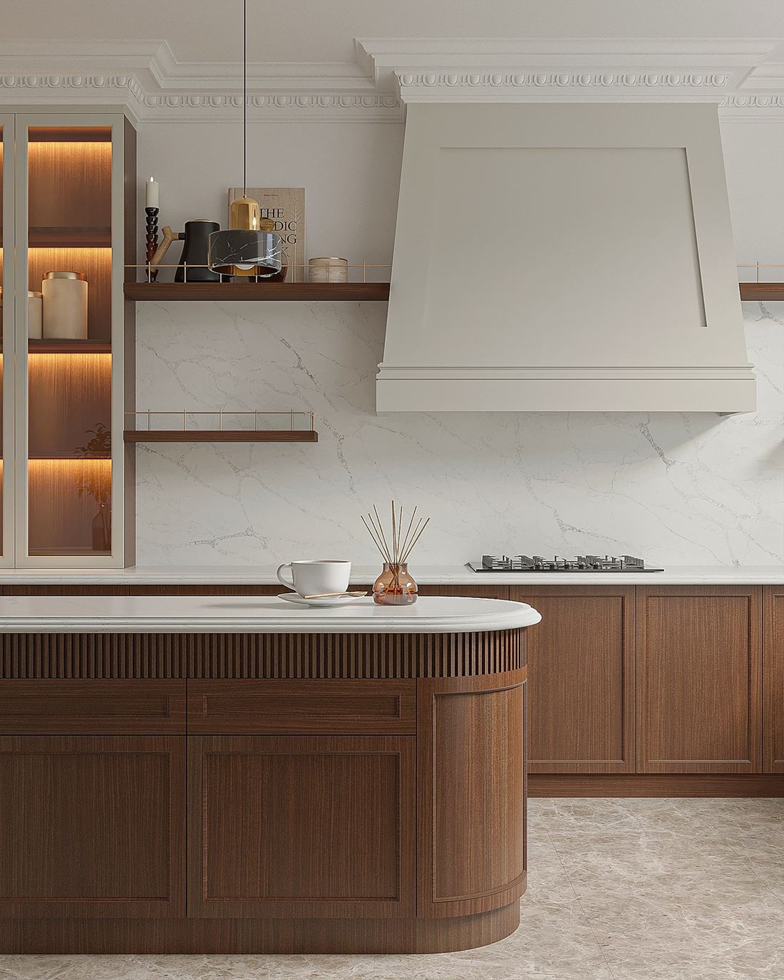 Grey Monet quartz countertops installed in a home