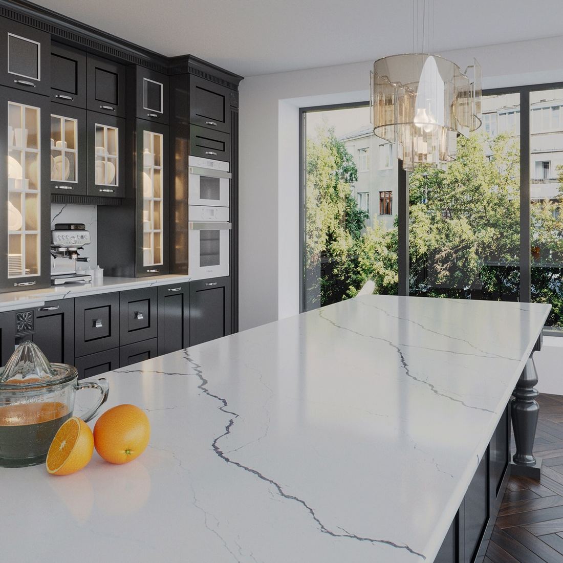 Greylac quartz countertops installed in a home