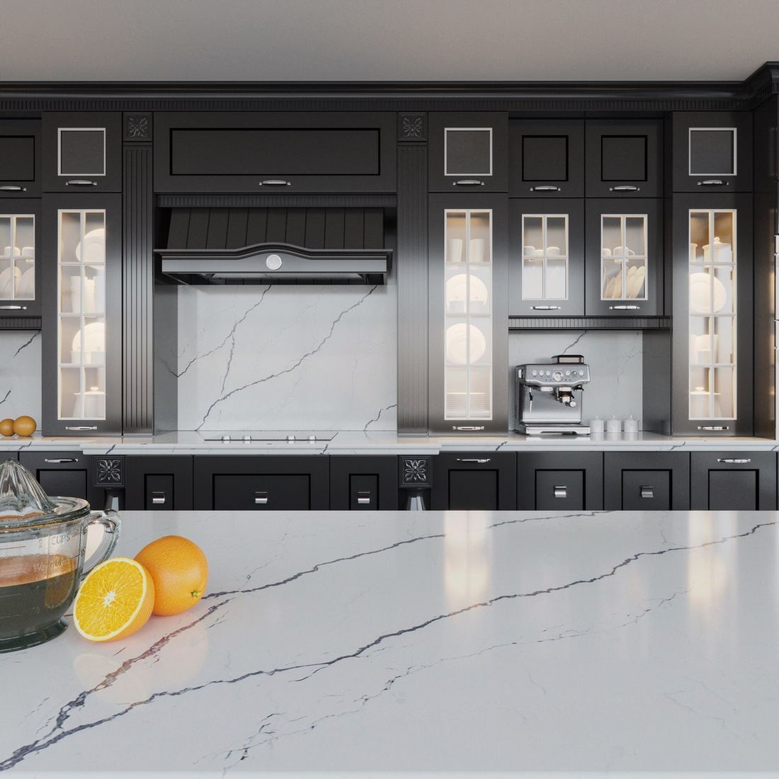 Greylac quartz countertops installed in a home