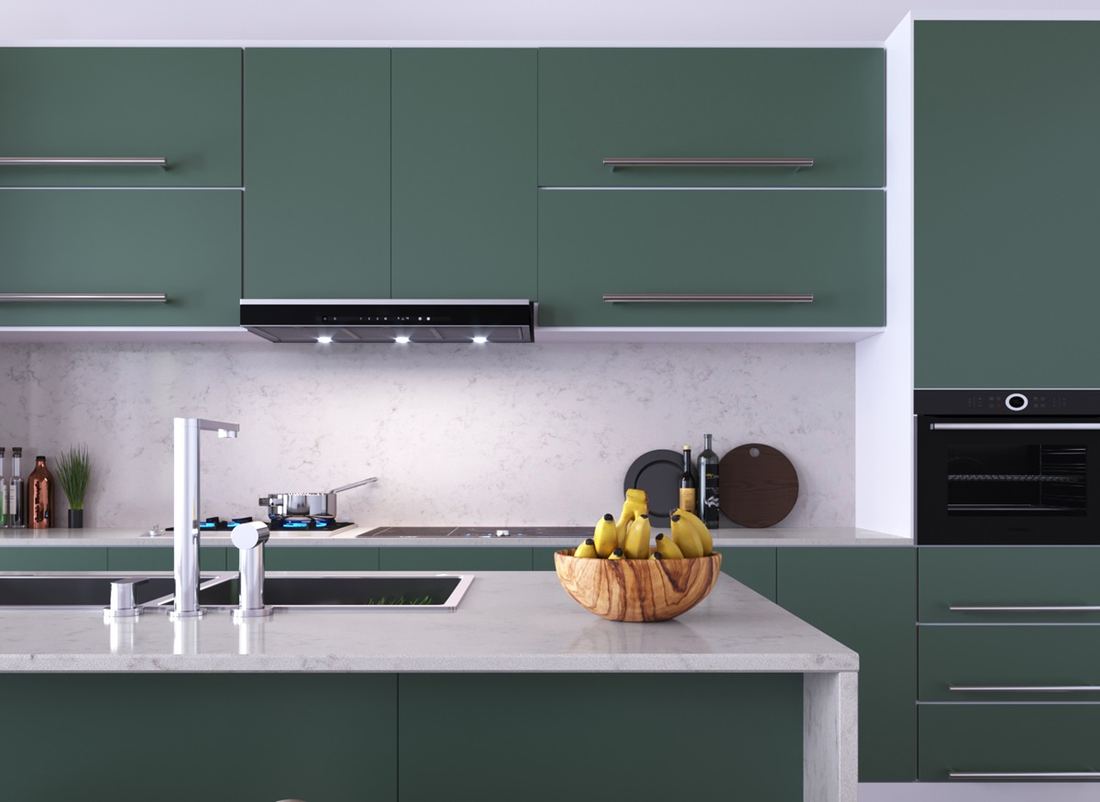 Hestia quartz countertops installed in a home