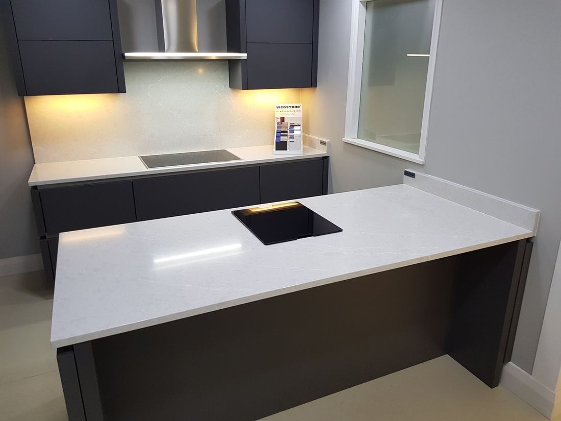 Icelake quartz countertops installed in a home