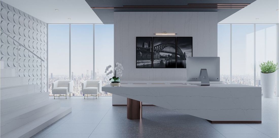 Luce Di Luna quartz countertops installed in a home