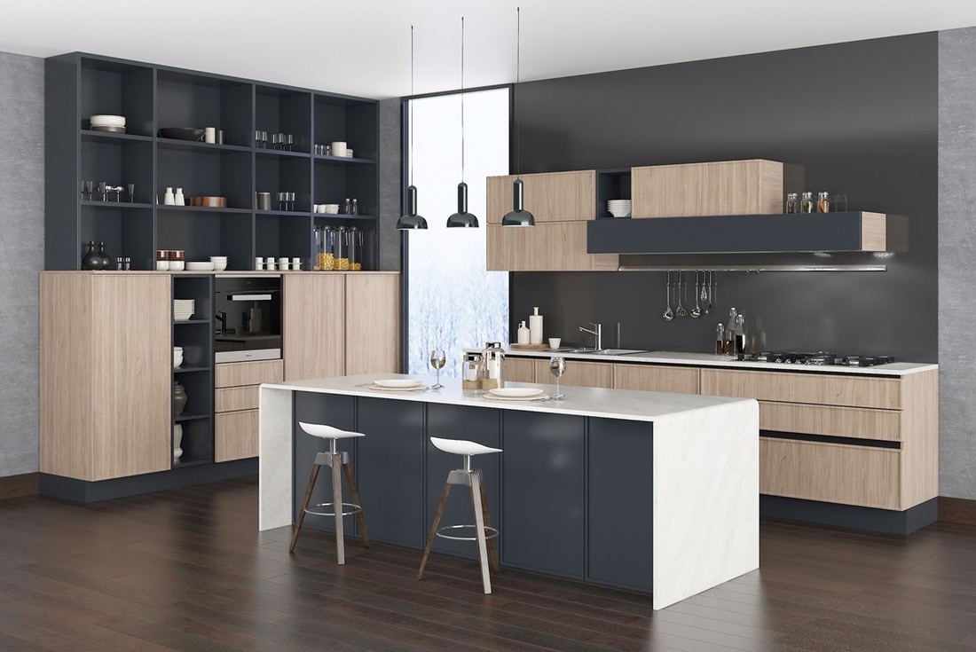 Madreperola quartz countertops installed in a home