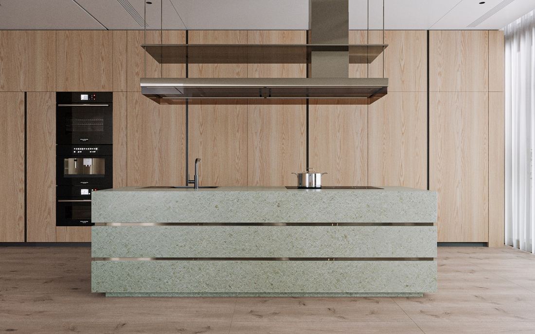 Melinda quartz countertops installed in a home