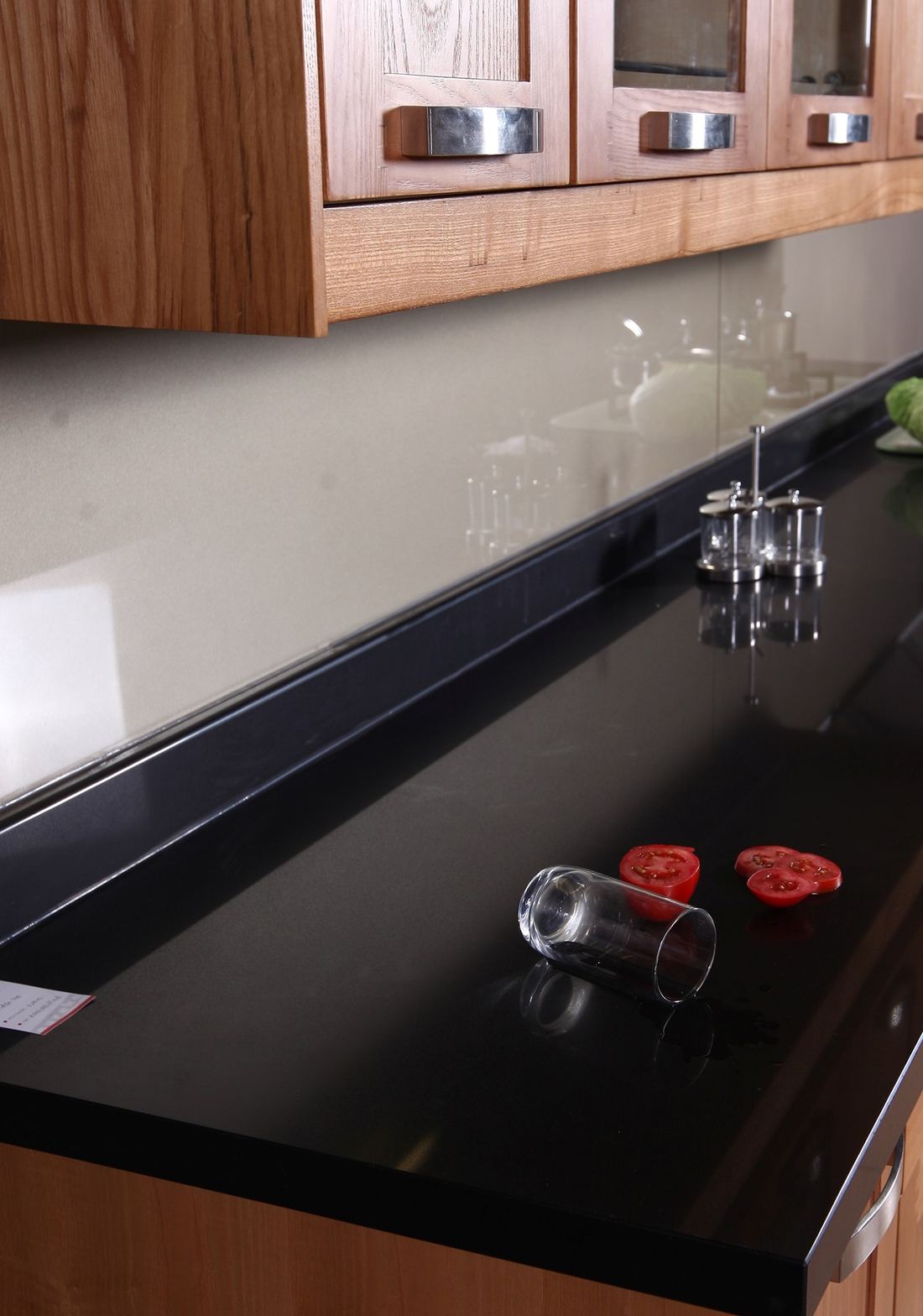 Nero quartz countertops installed in a home