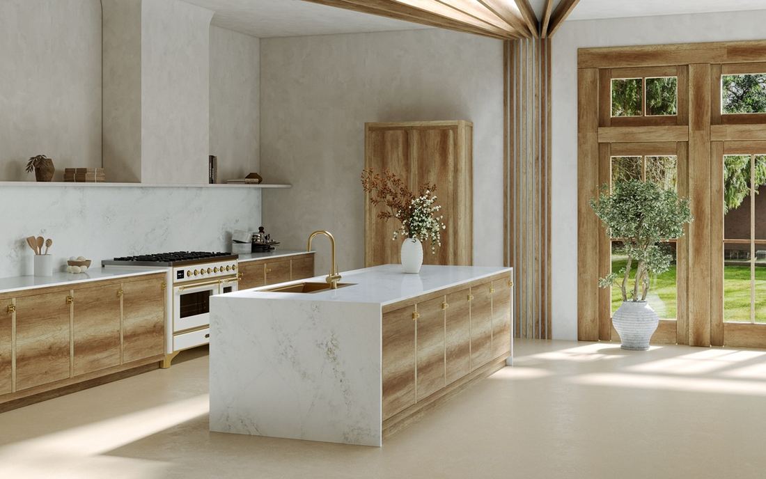 Nuvolato quartz countertops installed in a home