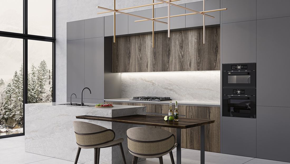 Roxana quartz countertops installed in a home