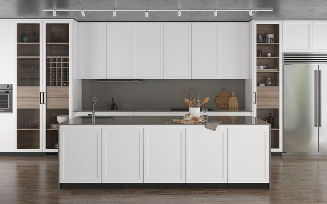 Smokey quartz countertops installed in a home
