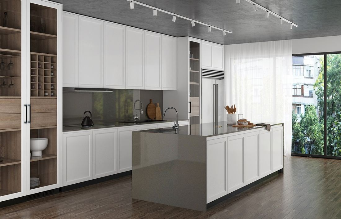 Smokey quartz countertops installed in a home