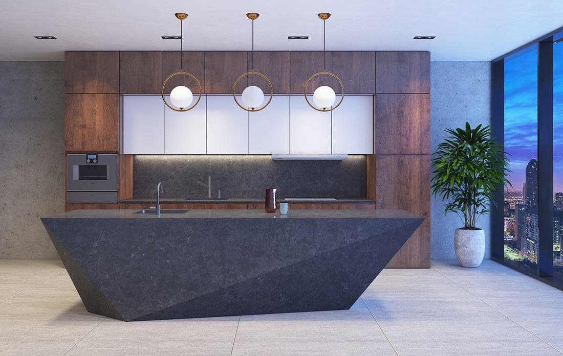Tartufo quartz countertops installed in a home
