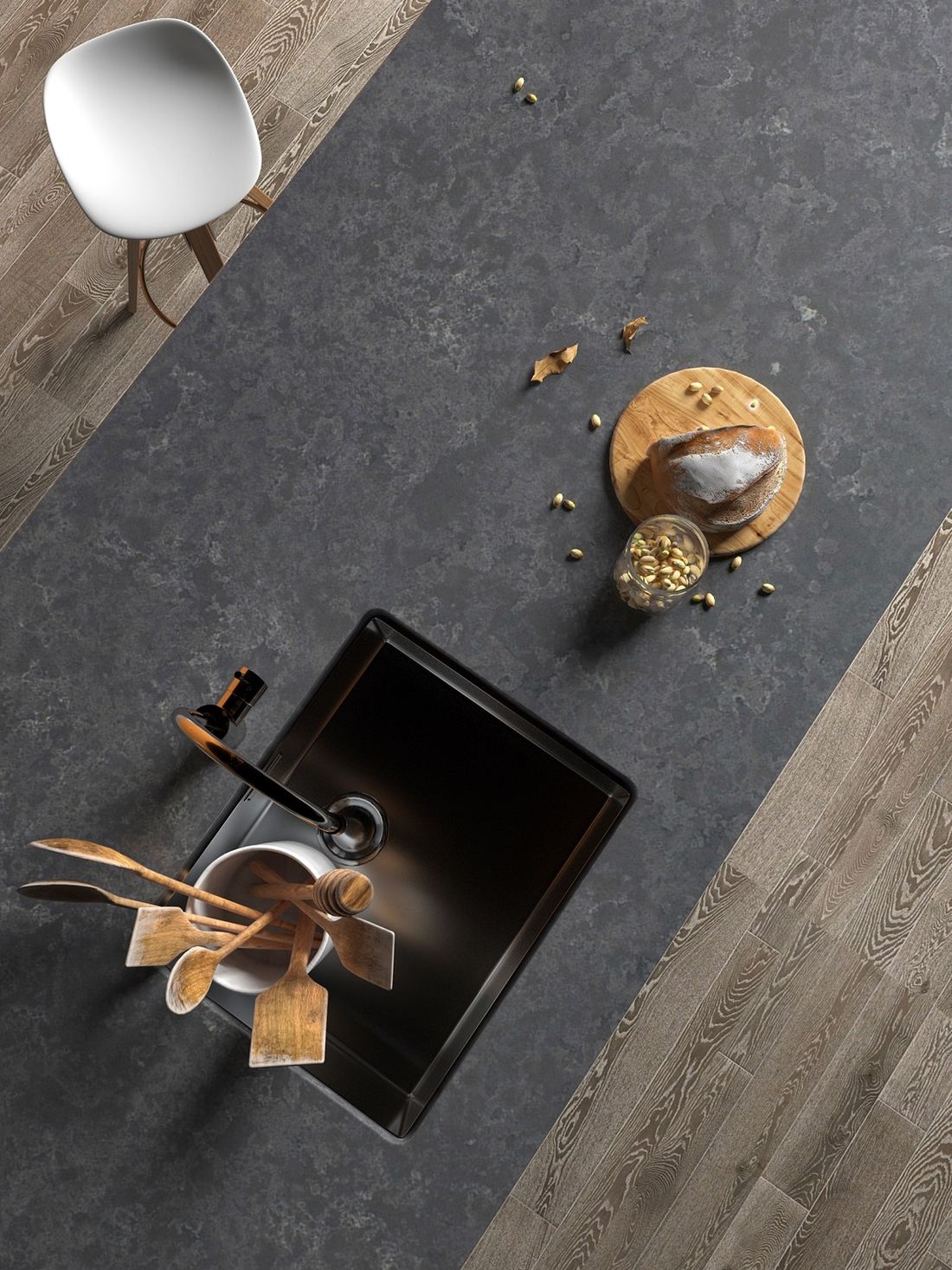 Tartufo quartz countertops installed in a home