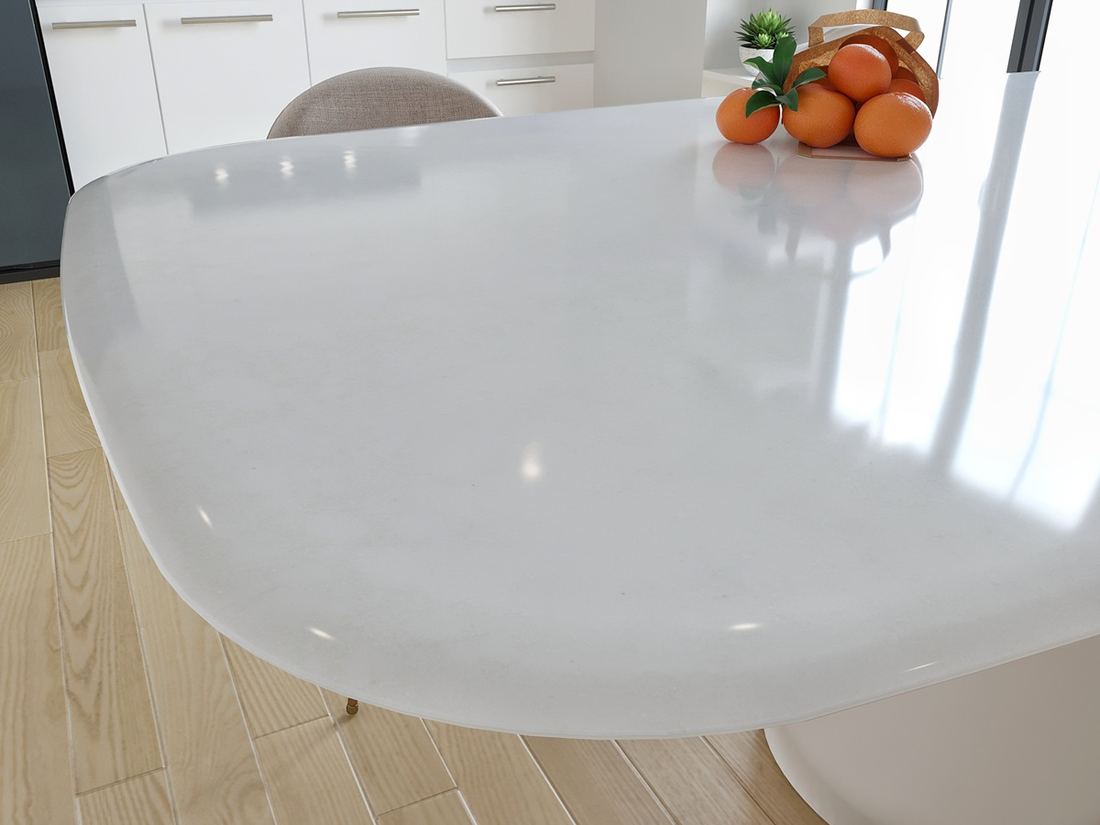 Thasos quartz countertops installed in a home