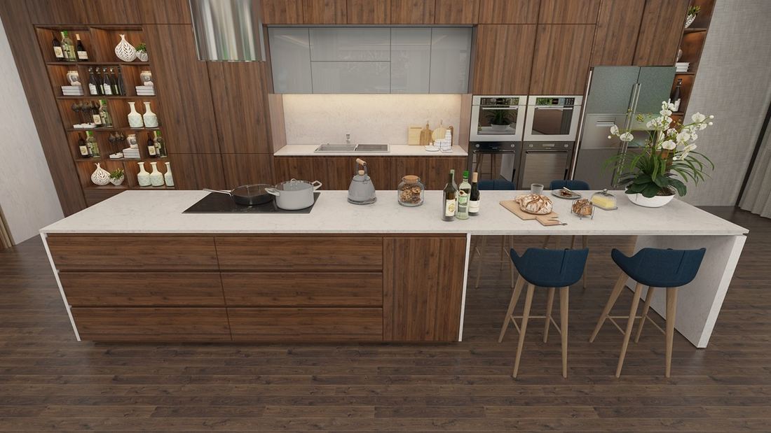 Valley White quartz countertops installed in a home