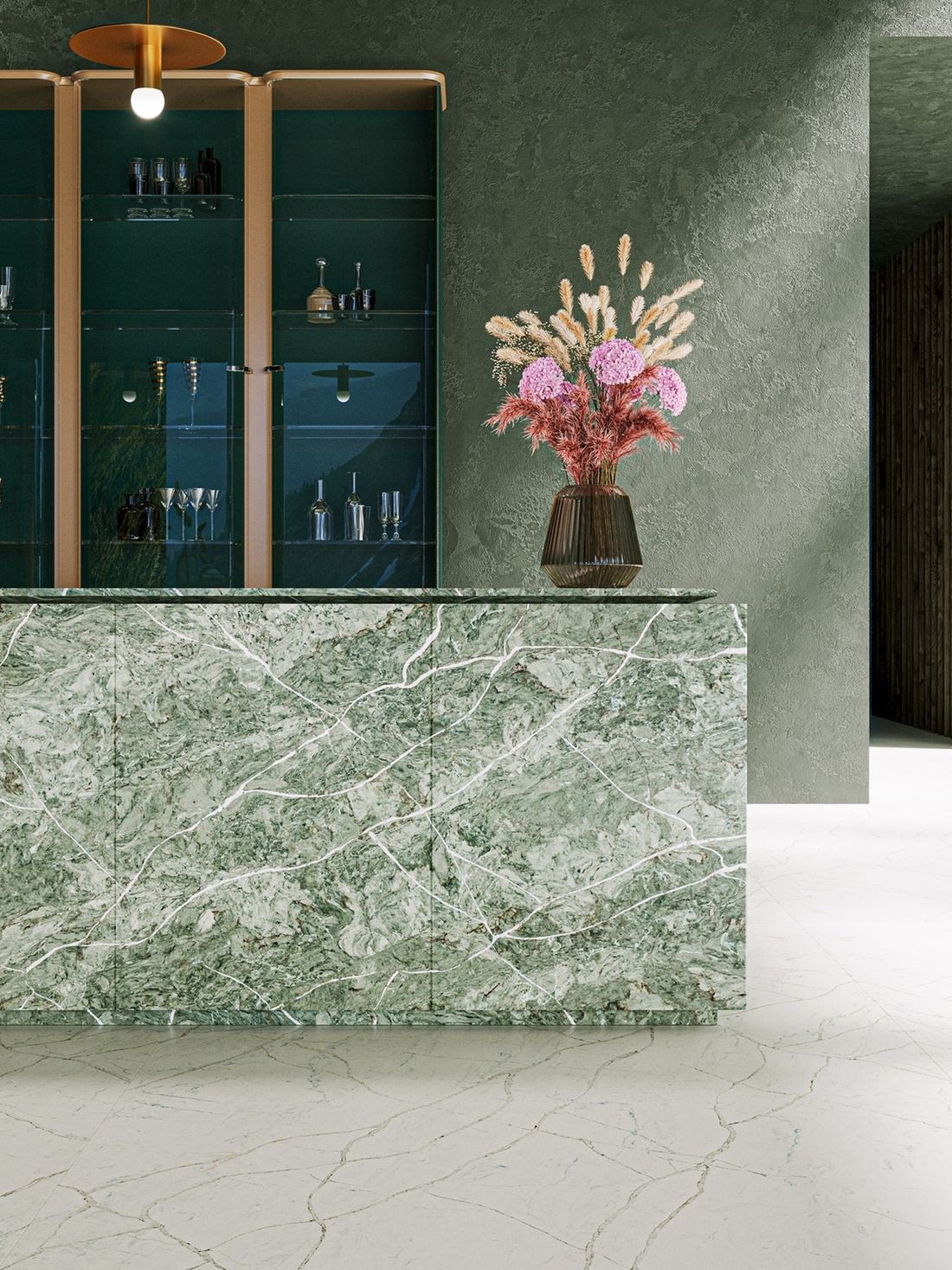 Vitoria Regia quartz countertops installed in a home