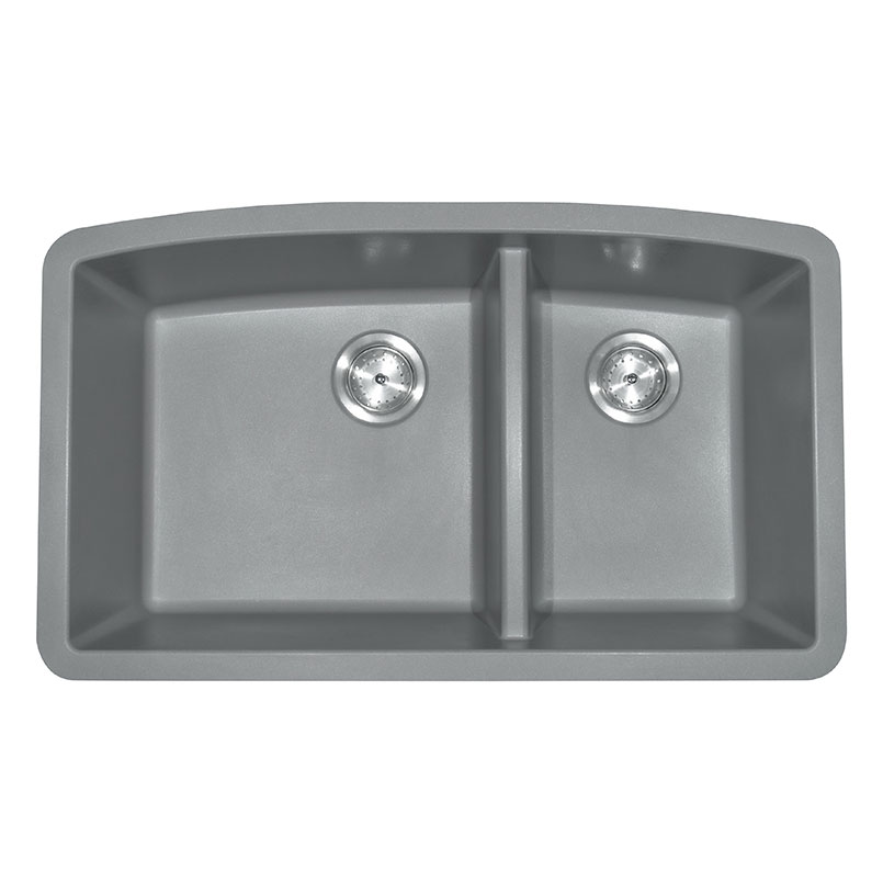 Grey Quartz Double Bowl 60/40 32×19